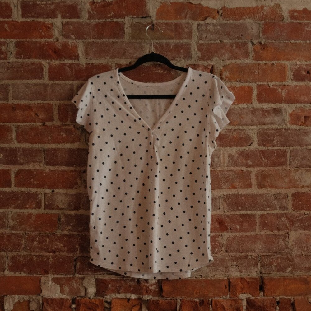 Women's White Polka Dot Top